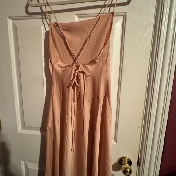 ASTR The Label Blush Satin Slip Dress with Criss Cross Back and Slit Size Medium - Picture 6 of 11